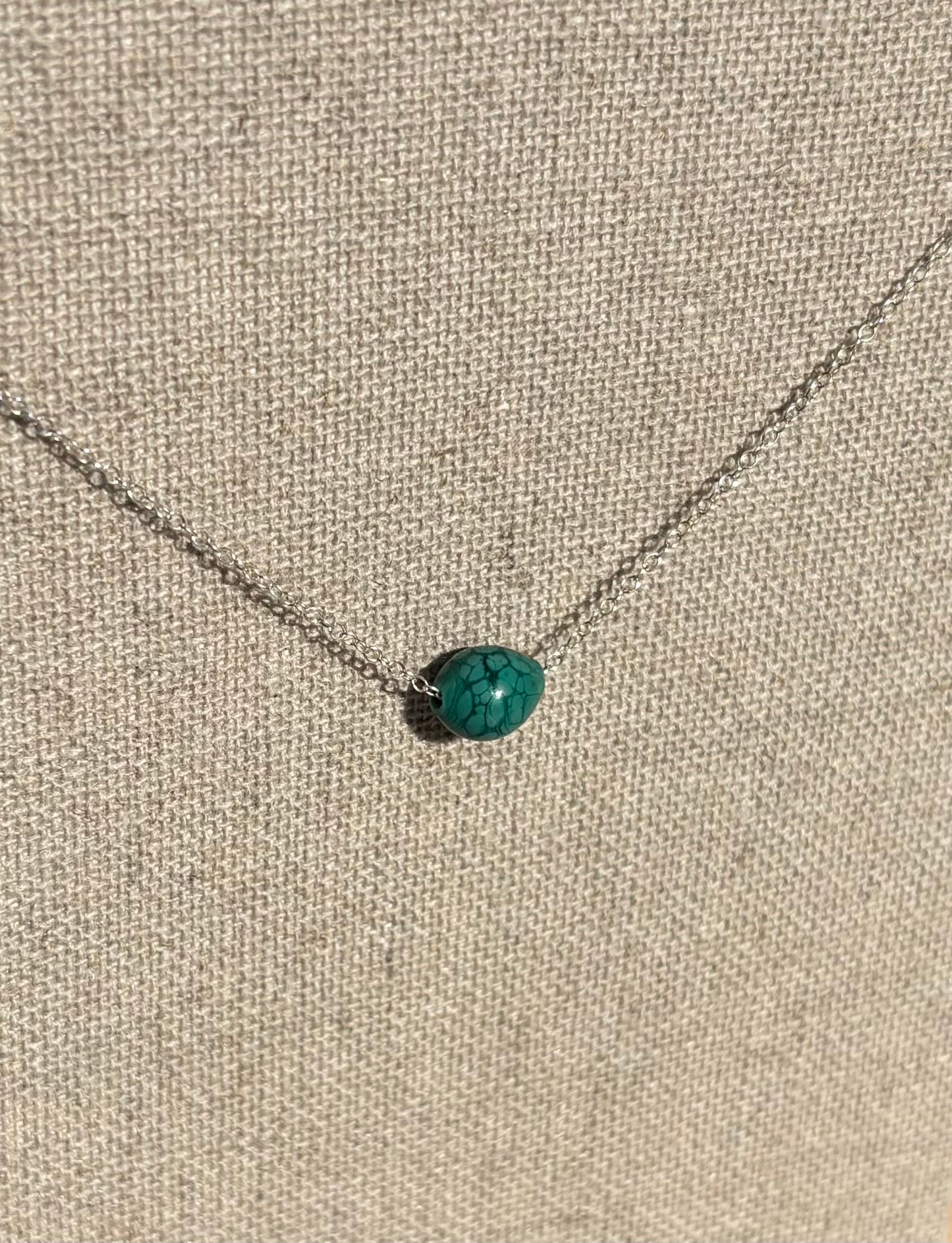 Collier Esfera Argent massif Perle Bleu Vert