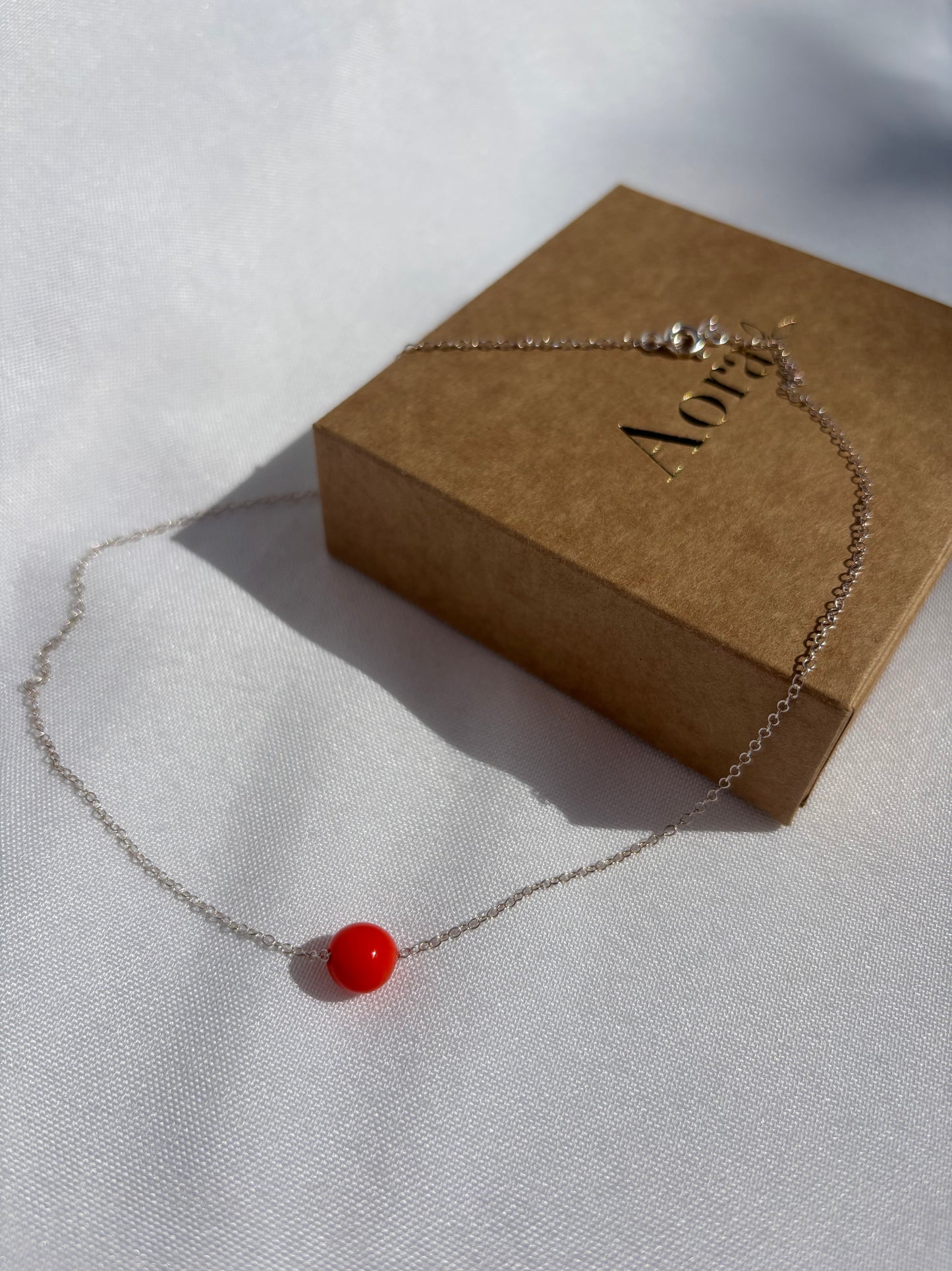 Collier Esfera Argent massif Perle Orange