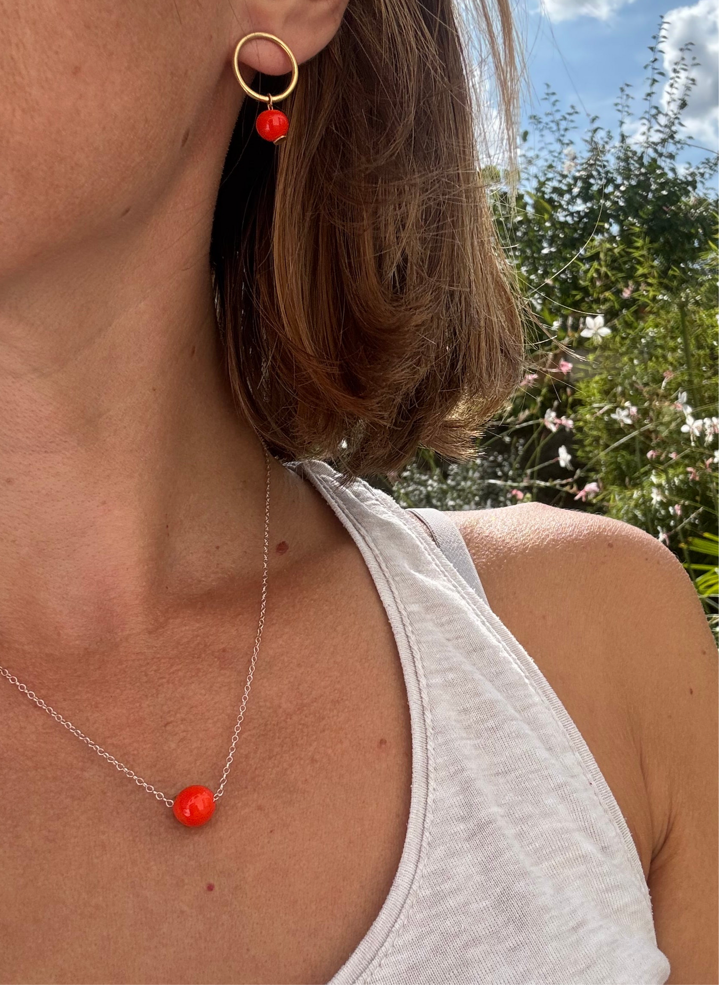 Collier Esfera Argent massif Perle Orange