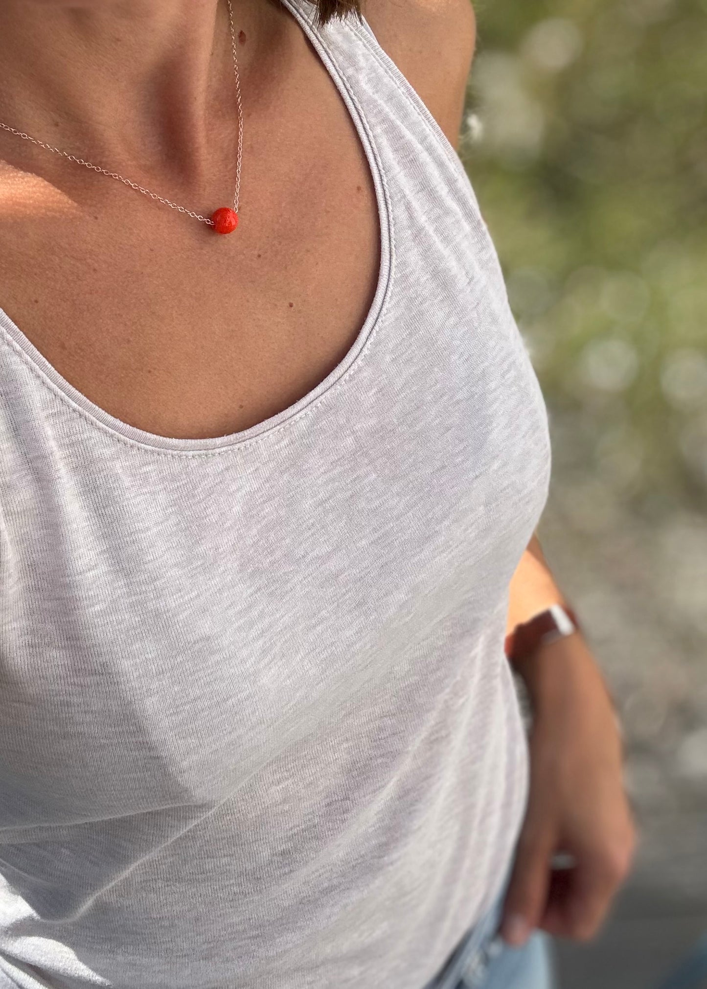 Collier Esfera Argent massif Perle Orange