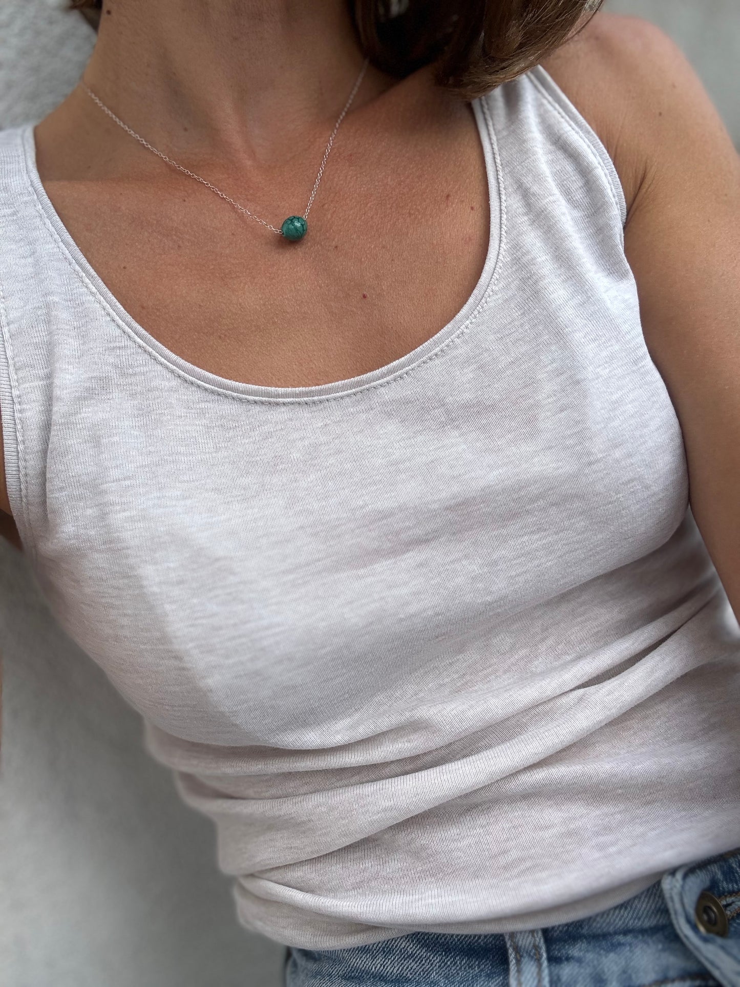 Collier Esfera Argent massif Perle Bleu Vert