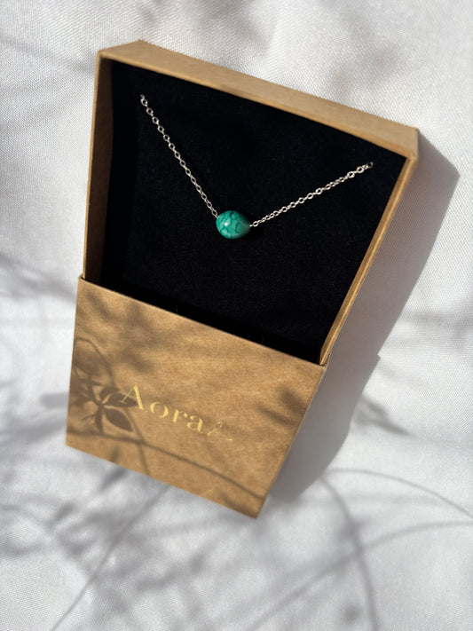 Collier Esfera Argent massif Perle Bleu Vert