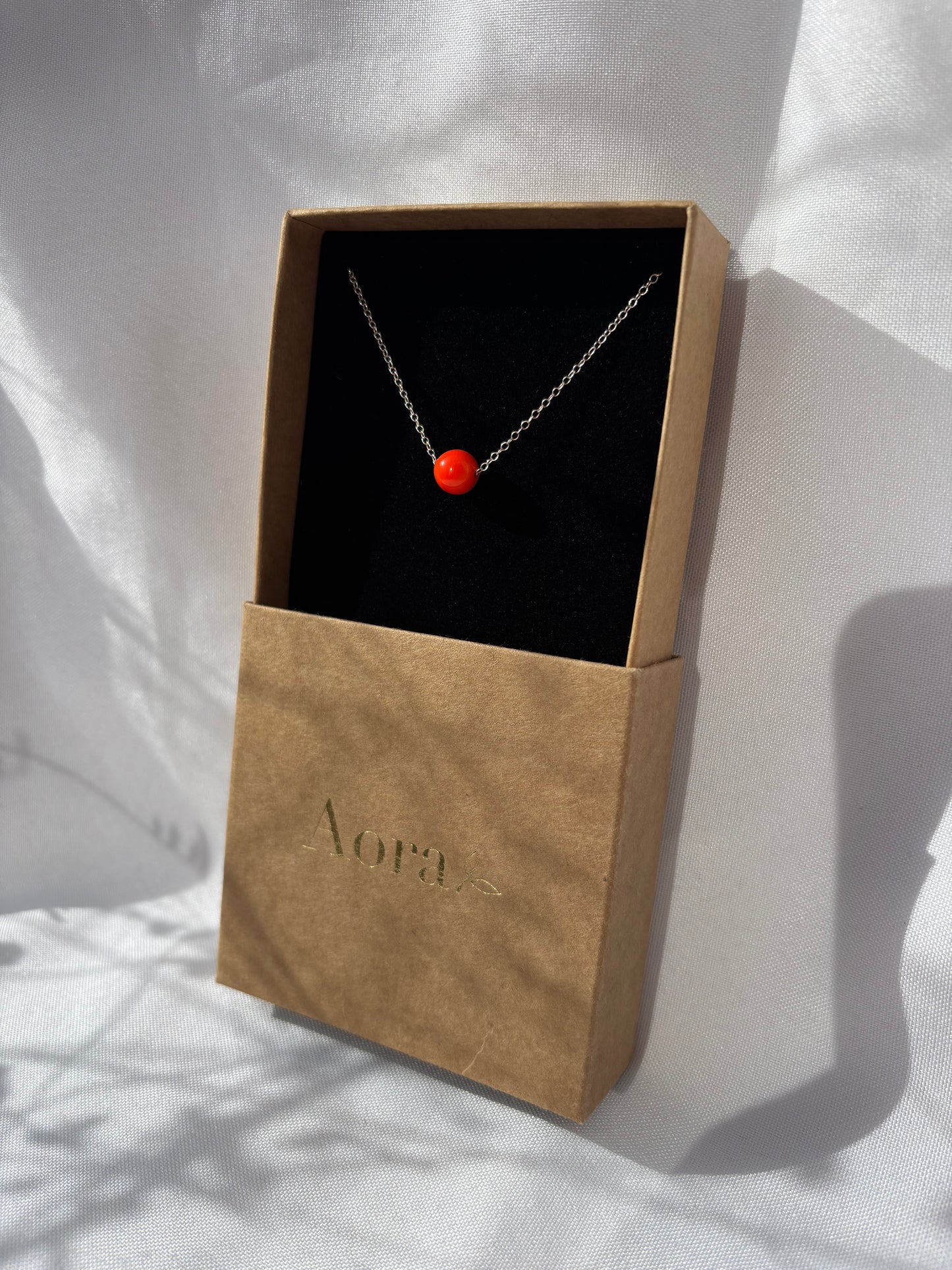 Collier Esfera Argent massif Perle Orange