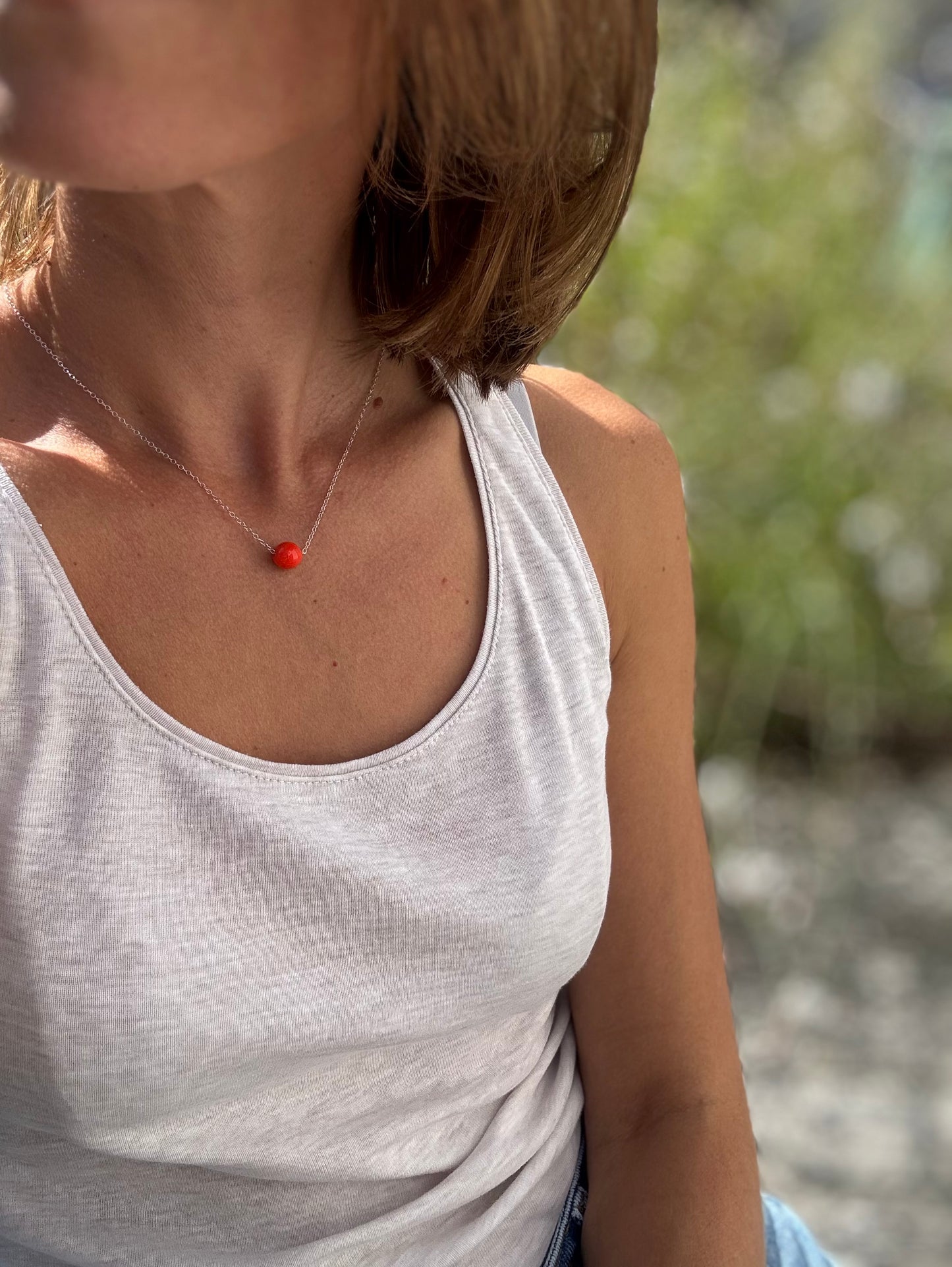 Collier Esfera Argent massif Perle Orange